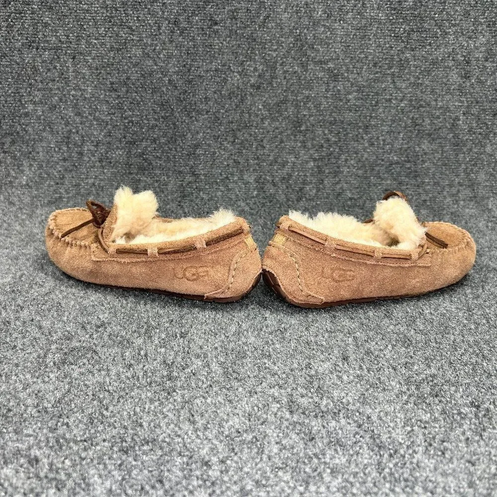UGG Dakota Slippers Girl's 3 Chestnut Suede Shearling‎ Lined Cozy Slip On Shoes